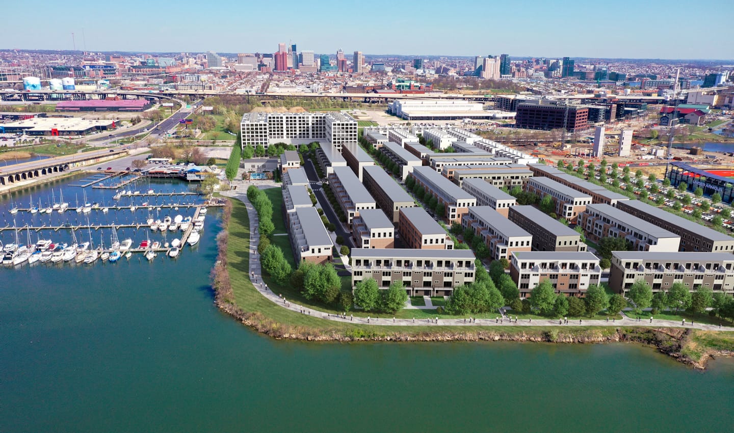 Day View of Locke Landing Baltimore Waterfront 3D Rendering